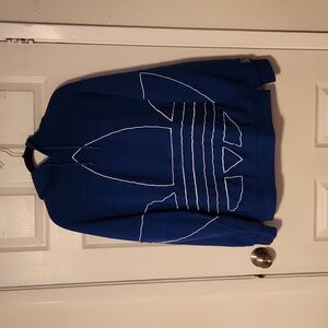 Adidas Original Men's Big Trefoil Out Pull Over Hoody - Blue/White - Siz…